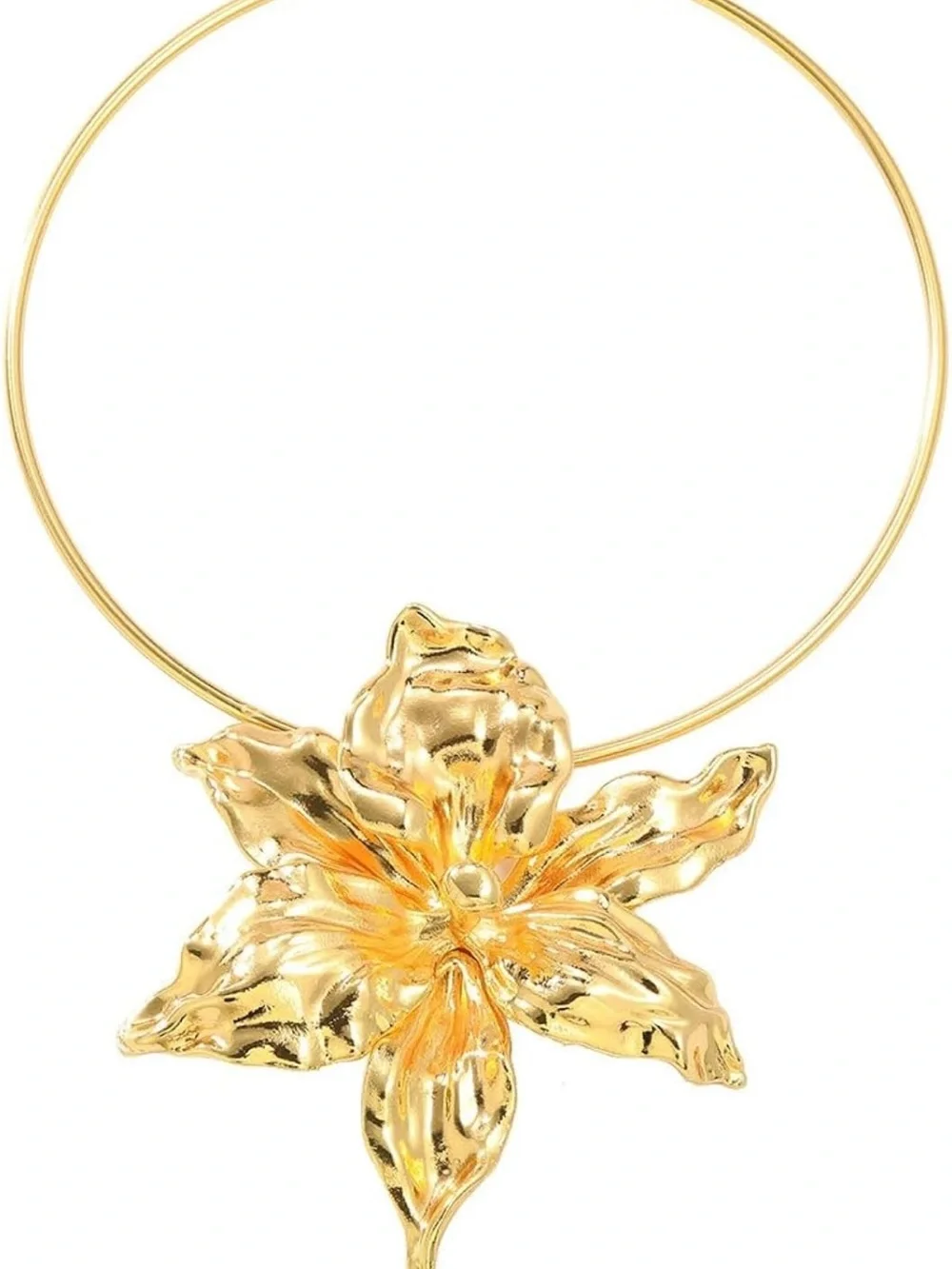 Vintage Trendy Gold Floral Statement Choker Necklace